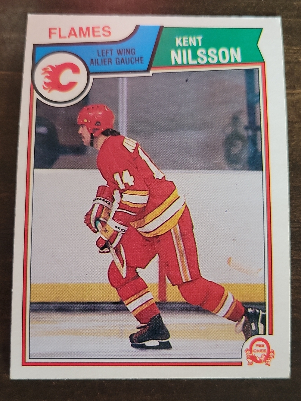 1983/84 OPC Kent Nilsson Calgary Flames Hockey Card - Red & Yellow